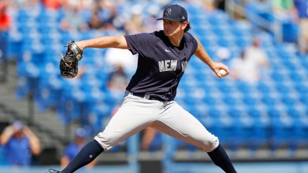 New York Yankees LHP Matt Krook pitching in spring training